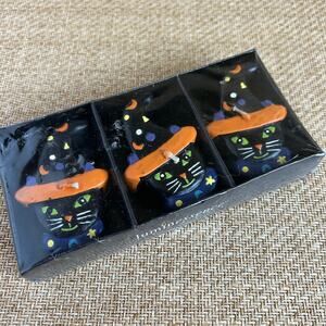 Halloween Floating Candles Set of 3 New Sealed Witch Cauldron Black Cat Decor